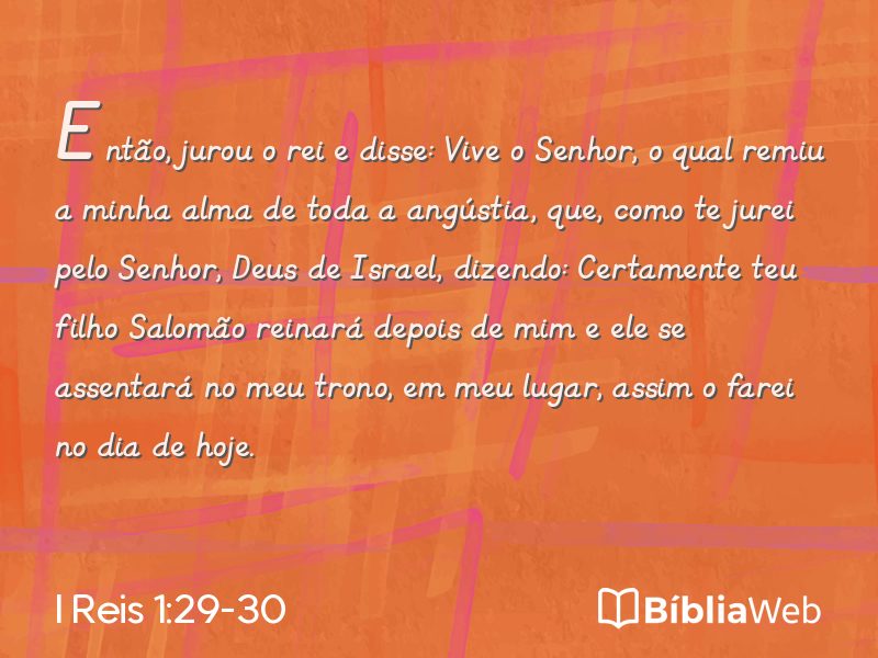I Reis 1:29-30 em imagem para compartilhar