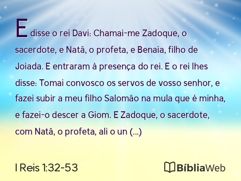 I Reis 1:32-53 em imagem para compartilhar