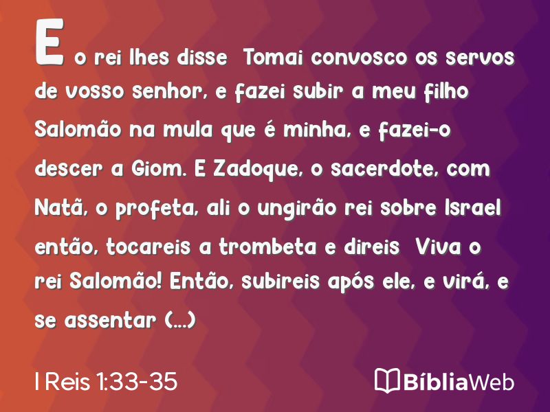 I Reis 1:33-35 em imagem para compartilhar