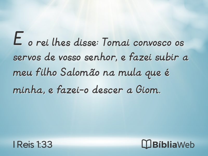 I Reis 1:33 em imagem para compartilhar
