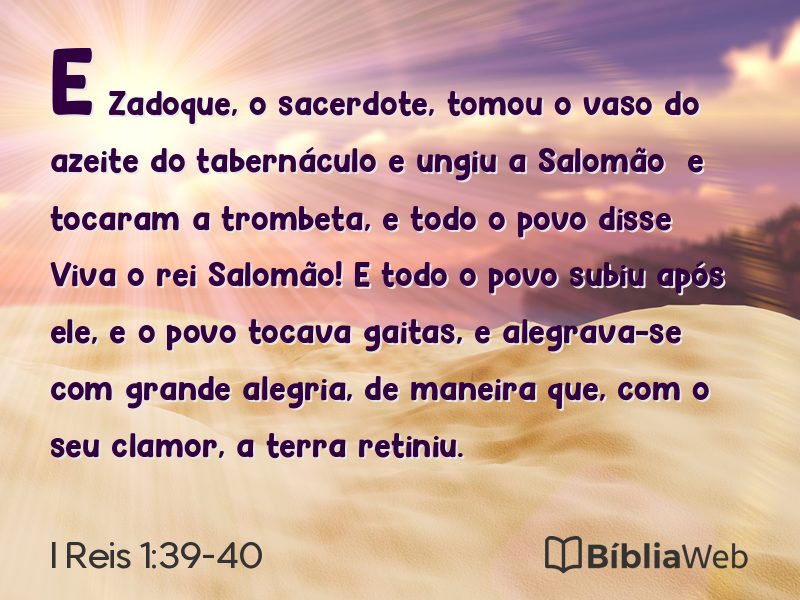 I Reis 1:39-40 em imagem para compartilhar