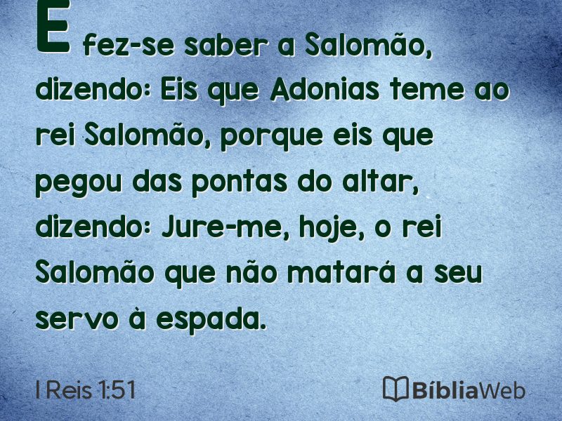 I Reis 1:51 em imagem para compartilhar