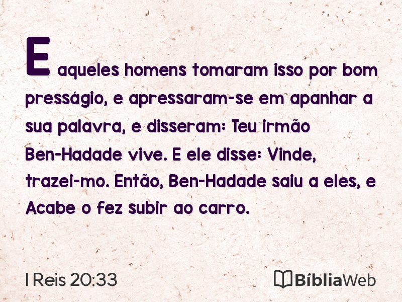 I Reis 20:33 em imagem para compartilhar