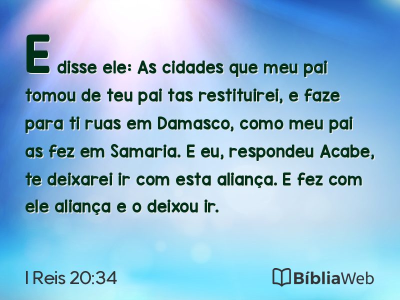 I Reis 20:34 em imagem para compartilhar