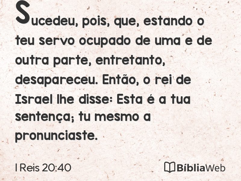 I Reis 20:40 em imagem para compartilhar