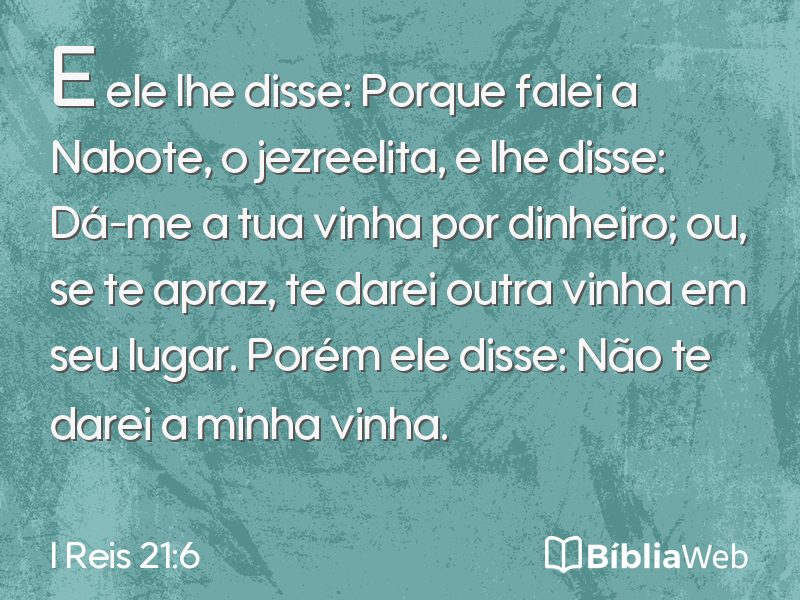 I Reis 21:6 em imagem para compartilhar