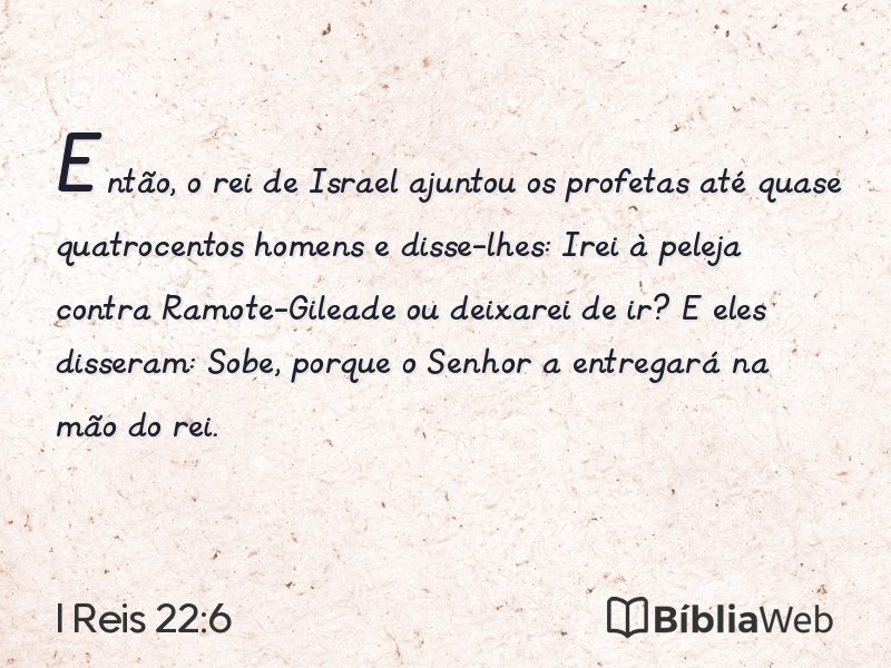 I Reis 22:6 em imagem para compartilhar