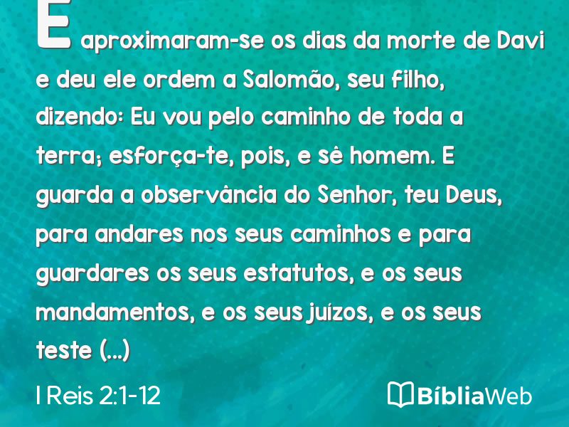 I Reis 2:1-12 em imagem para compartilhar