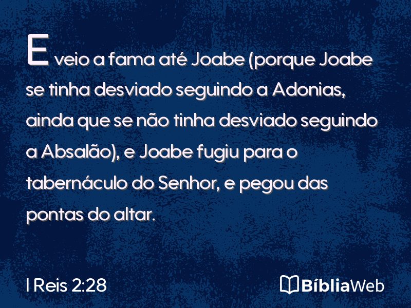 I Reis 2:28 em imagem para compartilhar