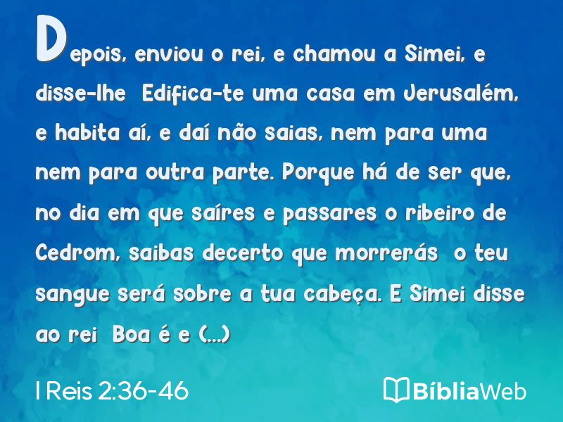 I Reis 2:36-46 em imagem para compartilhar