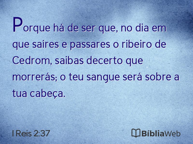 I Reis 2:37 em imagem para compartilhar