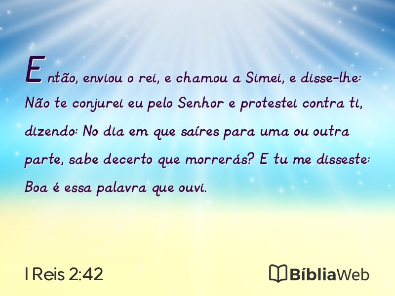 I Reis 2:42 em imagem para compartilhar