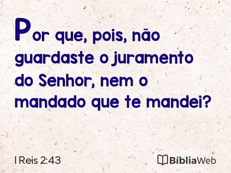 I Reis 2:43 em imagem para compartilhar