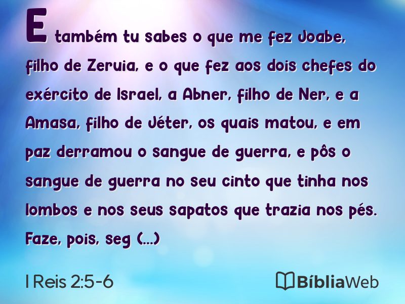 I Reis 2:5-6 em imagem para compartilhar