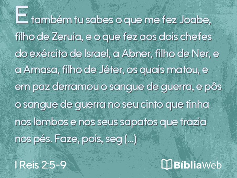 I Reis 2:5-9 em imagem para compartilhar