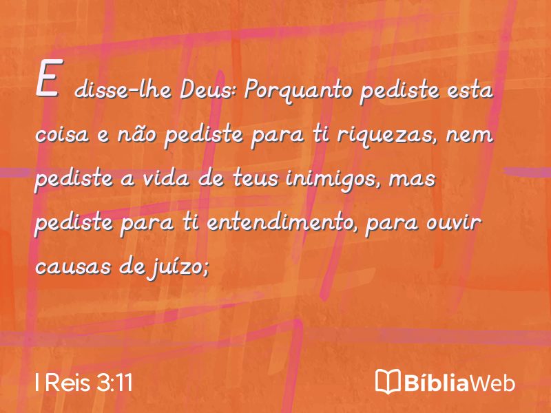 I Reis 3:11 em imagem para compartilhar