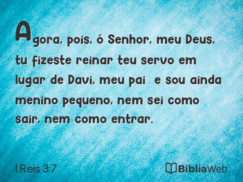 I Reis 3:7 em imagem para compartilhar