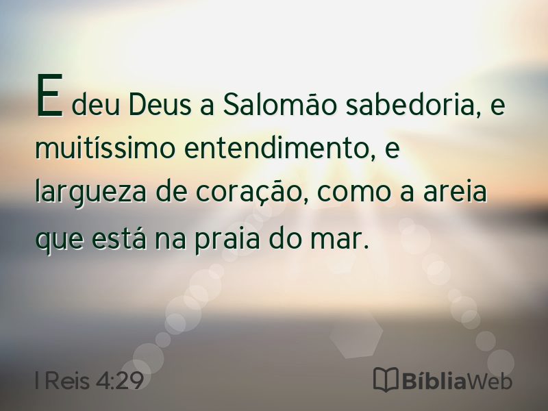I Reis 4:29 em imagem para compartilhar