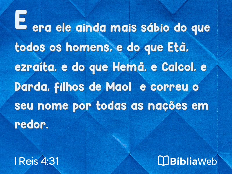 I Reis 4:31 em imagem para compartilhar