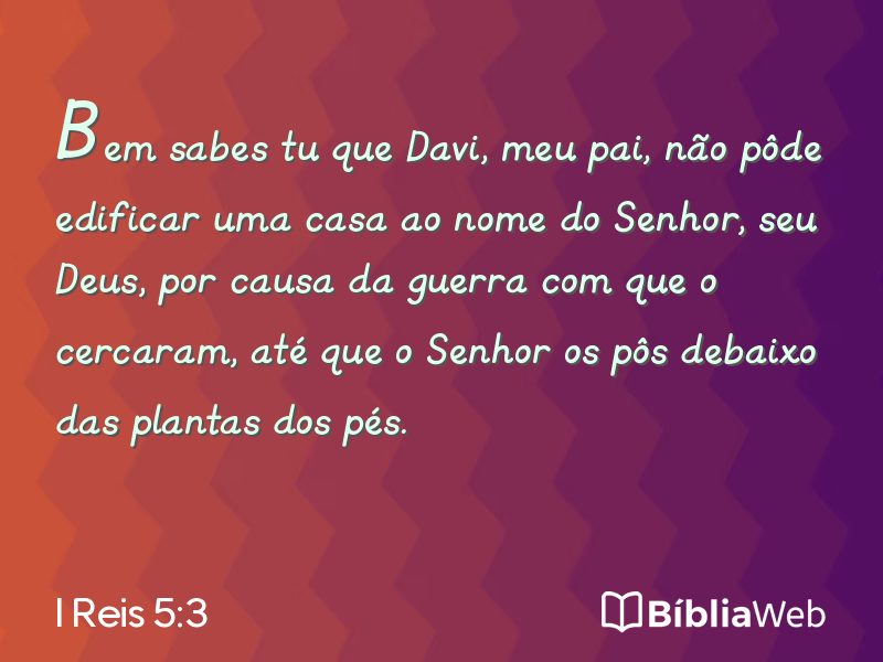 I Reis 5:3 em imagem para compartilhar