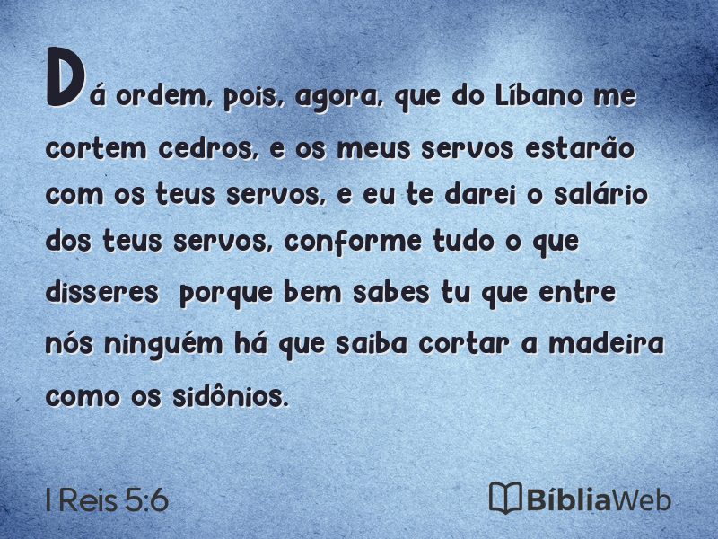 I Reis 5:6 em imagem para compartilhar