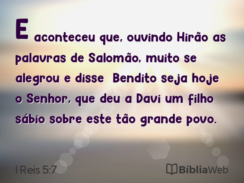 I Reis 5:7 em imagem para compartilhar