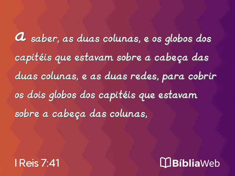 I Reis 7:41 em imagem para compartilhar