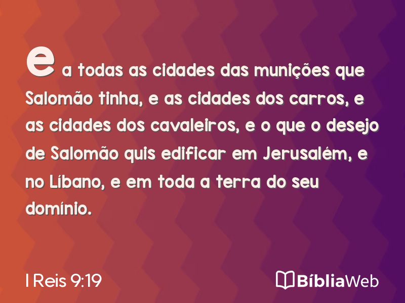 I Reis 9:19 em imagem para compartilhar