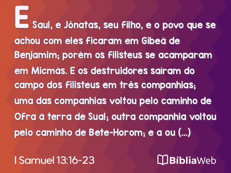 I Samuel 13:16-23 em imagem para compartilhar