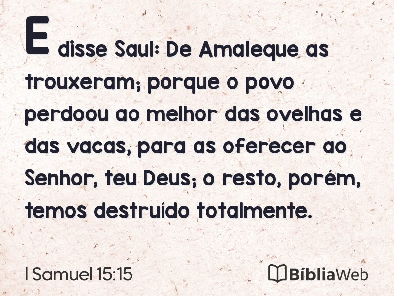 I Samuel 15:15 em imagem para compartilhar