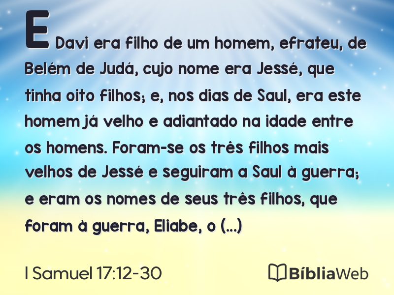 I Samuel 17:12-30 em imagem para compartilhar