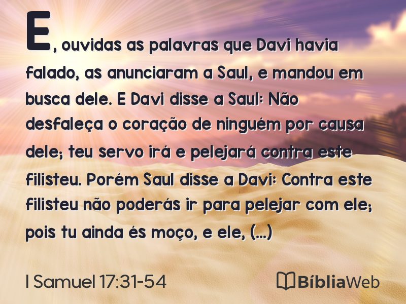 I Samuel 17:31-54 em imagem para compartilhar
