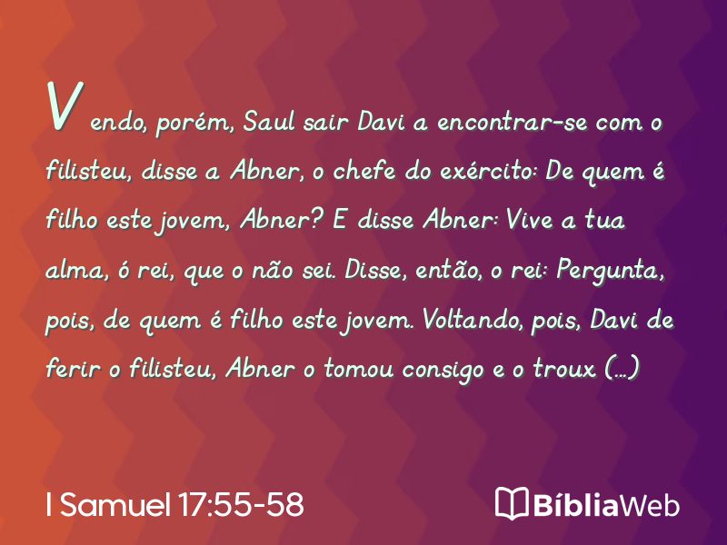 I Samuel 17:55-58 em imagem para compartilhar