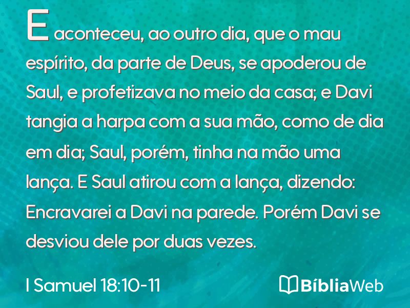 I Samuel 18:10-11 em imagem para compartilhar