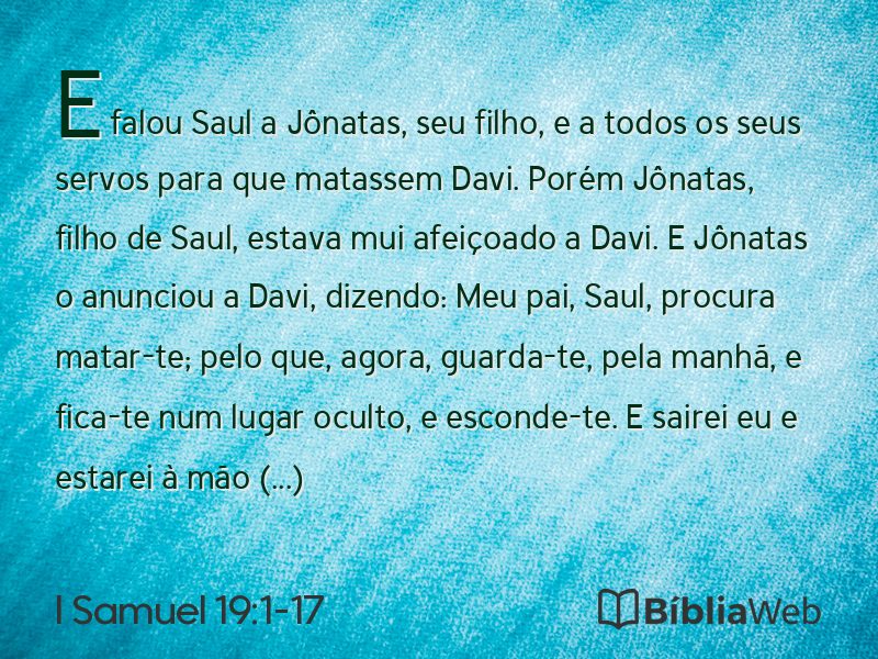 I Samuel 19:1-17 em imagem para compartilhar