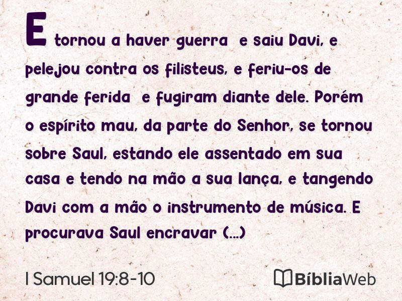 I Samuel 19:8-10 em imagem para compartilhar