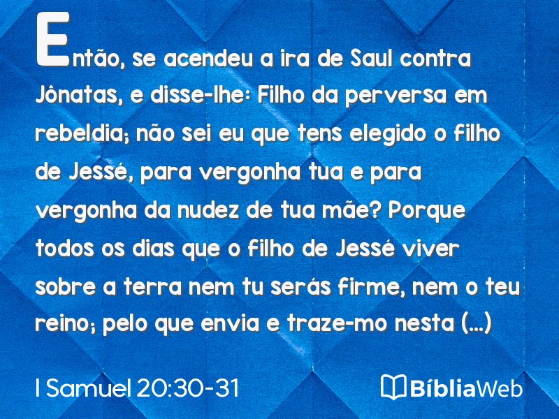 I Samuel 20:30-31 em imagem para compartilhar