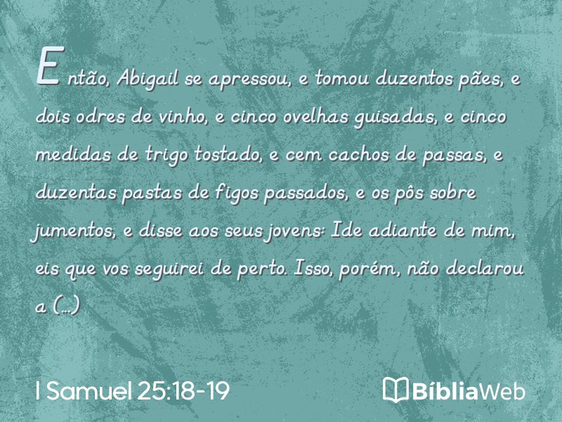 I Samuel 25:18-19 em imagem para compartilhar