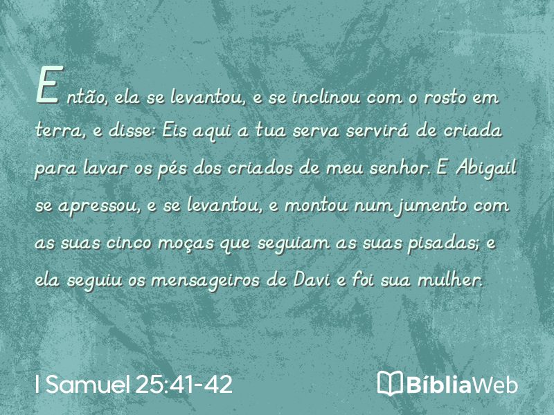I Samuel 25:41-42 em imagem para compartilhar