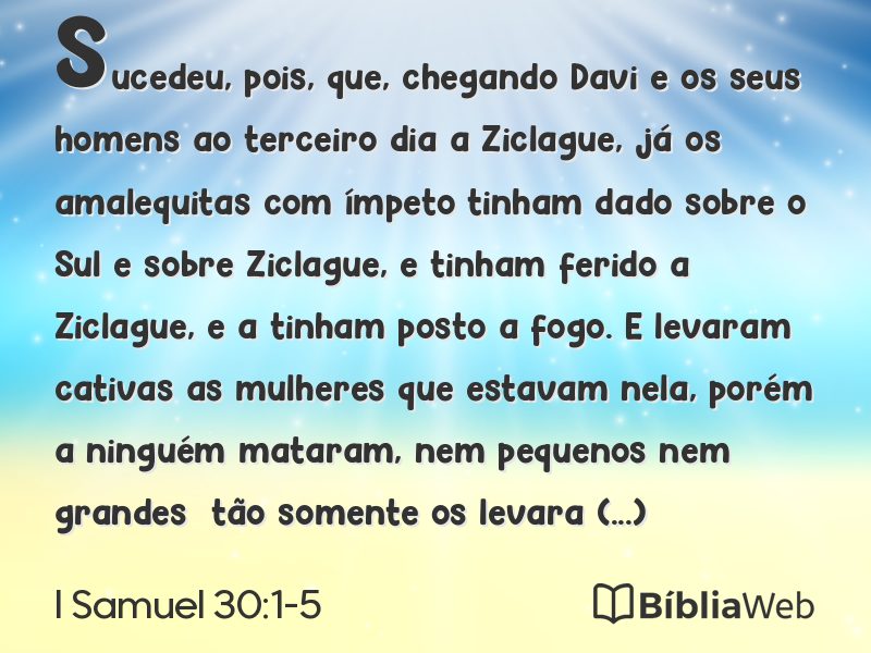 I Samuel 30:1-5 em imagem para compartilhar