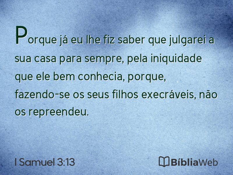 I Samuel 3:13 em imagem para compartilhar