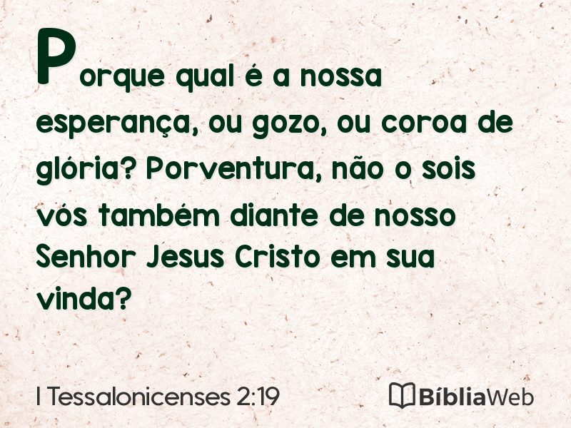 I Tessalonicenses 2:19 em imagem para compartilhar