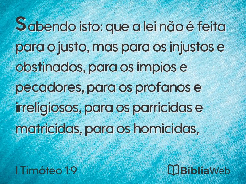 I Timóteo 1:9 em imagem para compartilhar