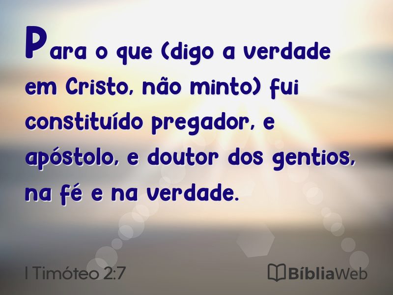 I Timóteo 2:7 em imagem para compartilhar