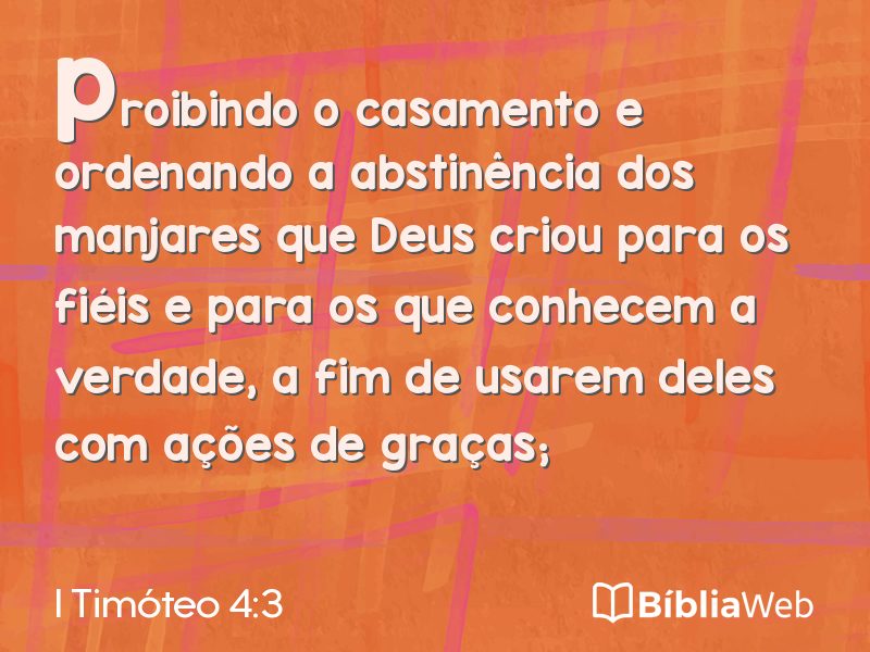 I Timóteo 4:3 em imagem para compartilhar