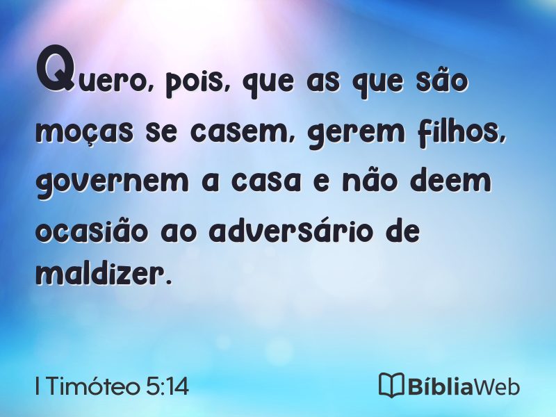 I Timóteo 5:14 em imagem para compartilhar