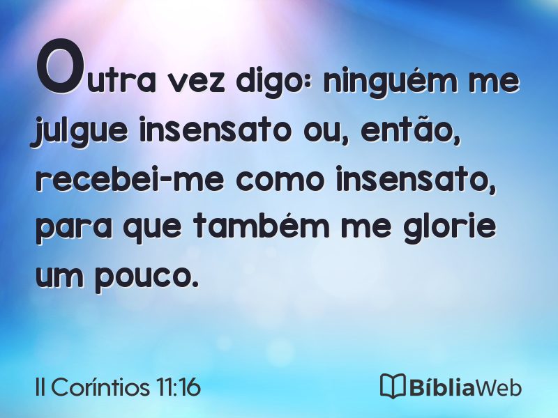 II Coríntios 11:16 em imagem para compartilhar