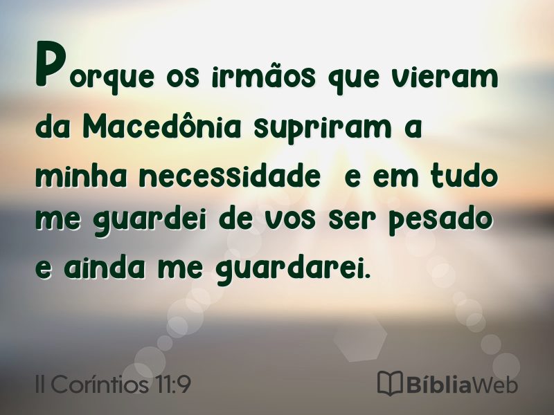 II Coríntios 11:9 em imagem para compartilhar