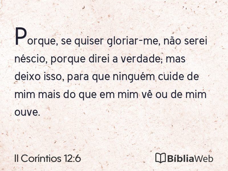 II Coríntios 12:6 em imagem para compartilhar