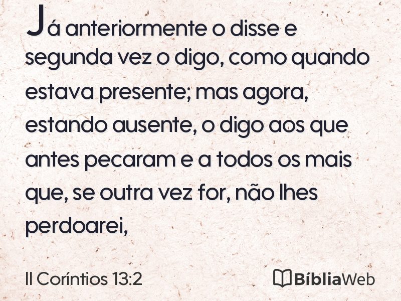 II Coríntios 13:2 em imagem para compartilhar